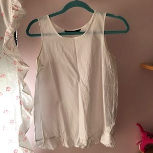 Zara white ruffle tank